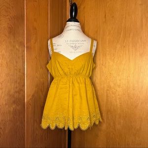J.Crew Golden Cotton Tank with Embroidered Lace Hem Size 12